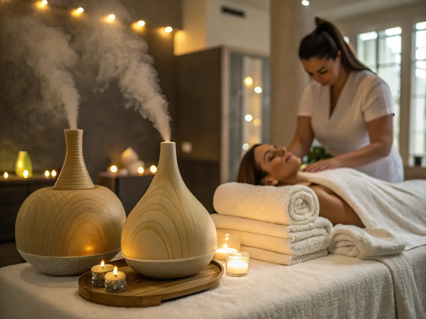 A serene image of a client receiving microcurrent therapy on their back, with the Acuscope device visible in the background, showcasing the gentle and non-invasive nature of the treatment.