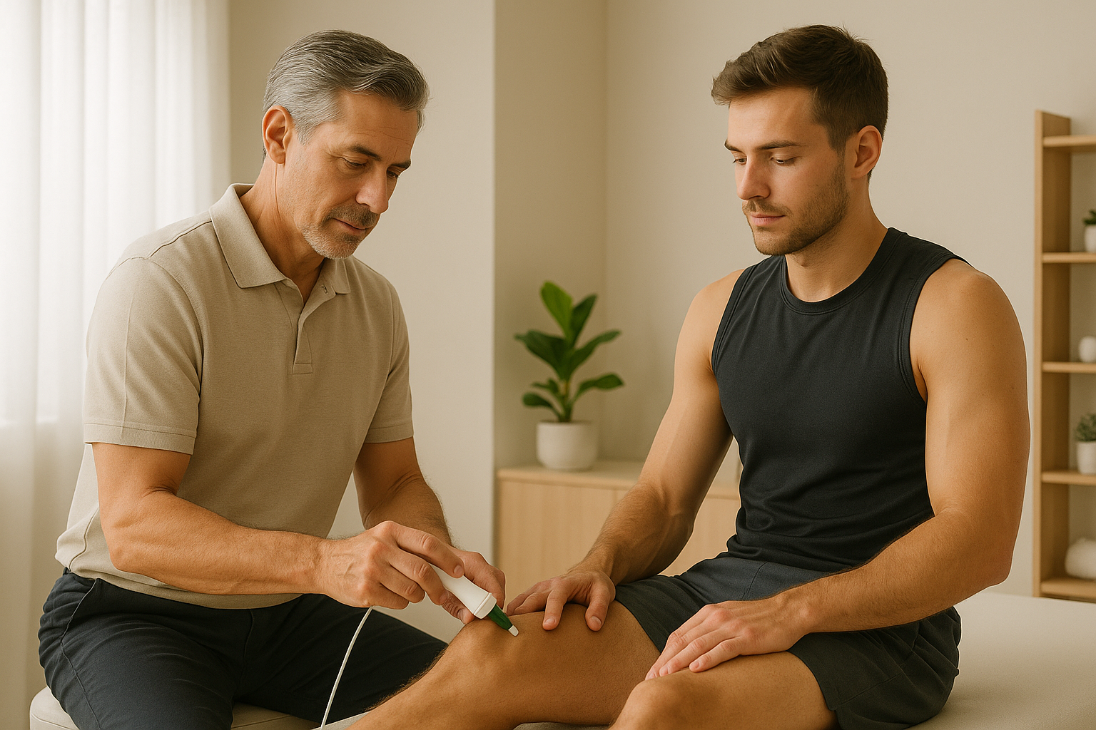 Practitioner working on injured client